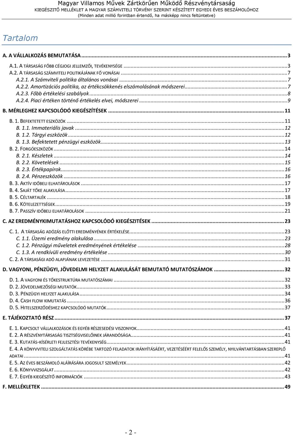 MÉRLEGHEZ KAPCSOLÓDÓ KIEGÉSZÍTÉSEK... 11 B. 1. BEFEKTETETT ESZKÖZÖK... 11 B. 1.1. Immateriális javak... 12 B. 1.2. Tárgyi eszközök... 12 B. 1.3. Befektetett pénzügyi eszközök... 13 B. 2.