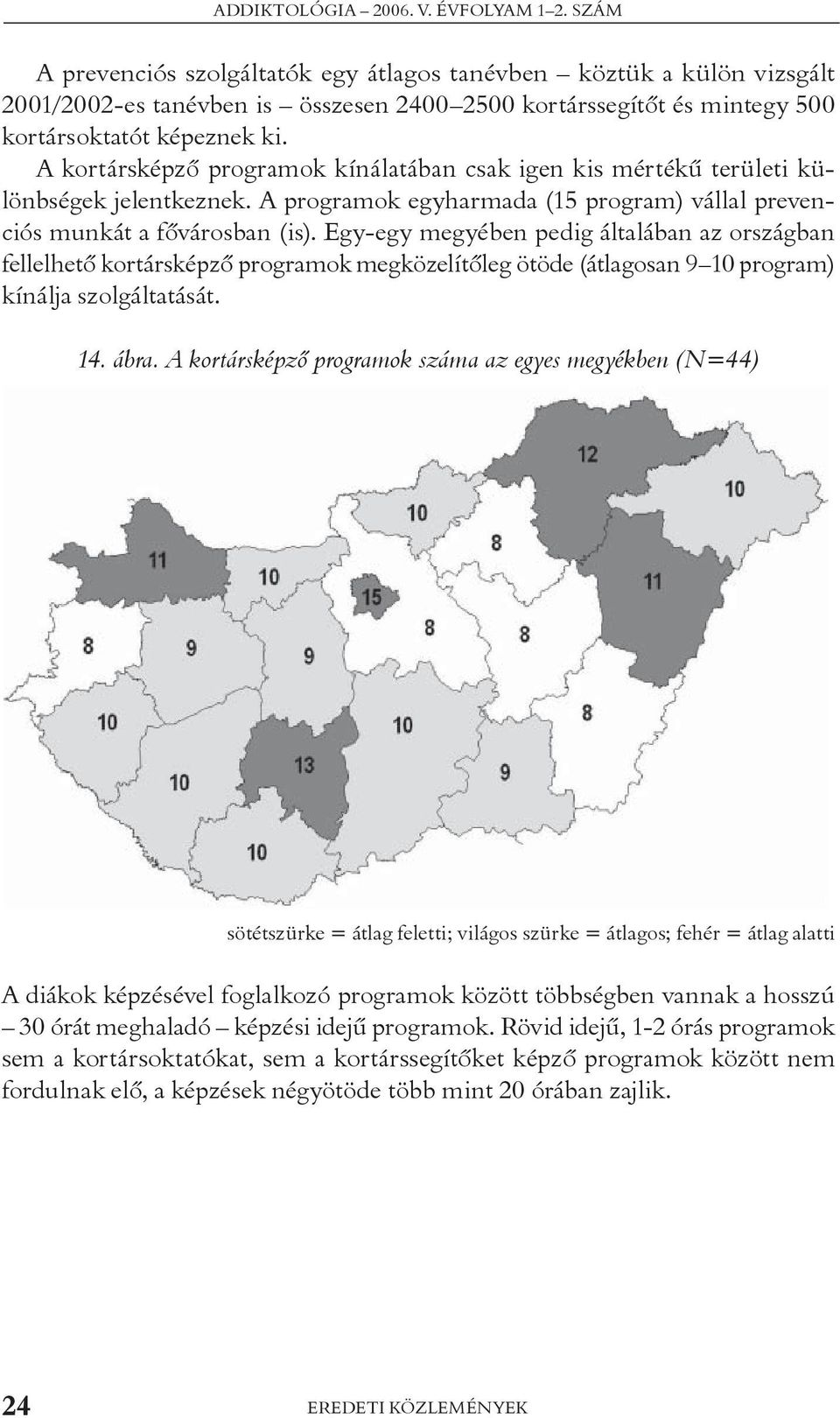 A kortársképzõ programok kínálatában csak igen kis mértékû területi különbségek jelentkeznek. A programok egyharmada (15 program) vállal prevenciós munkát a fõvárosban (is).