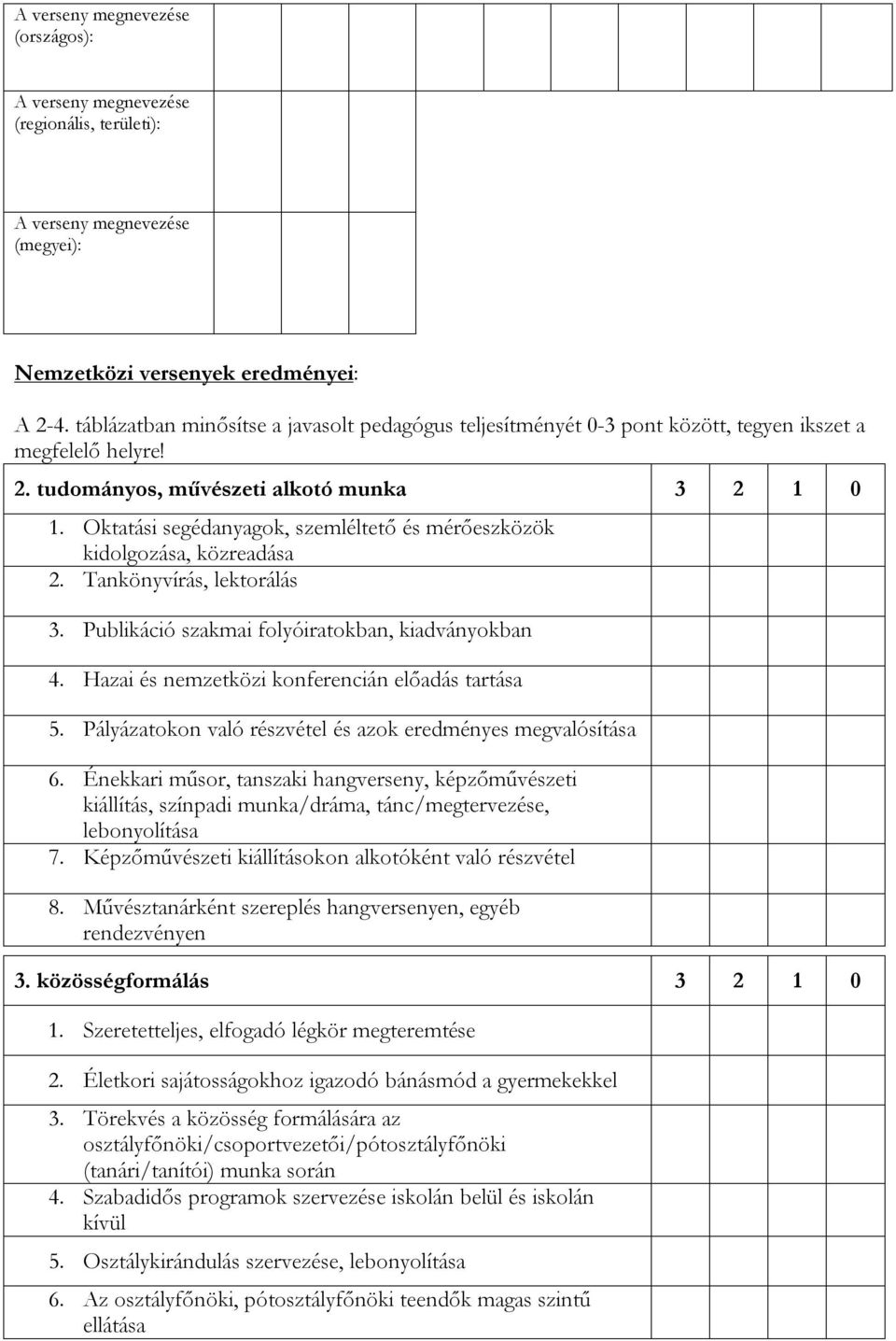 Oktatási segédanyagok, szemléltető és mérőeszközök kidolgozása, közreadása 2. Tankönyvírás, lektorálás 3. Publikáció szakmai folyóiratokban, kiadványokban 4.