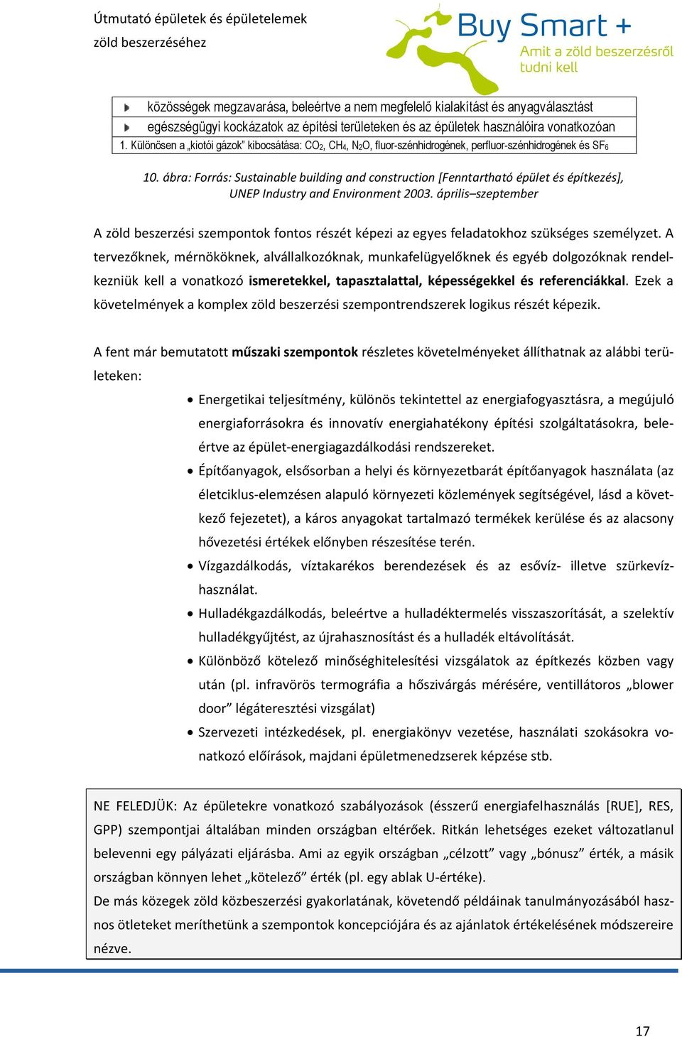 ábra: Forrás: Sustainable building and construction [Fenntartható épület és építkezés], UNEP Industry and Environment 2003.