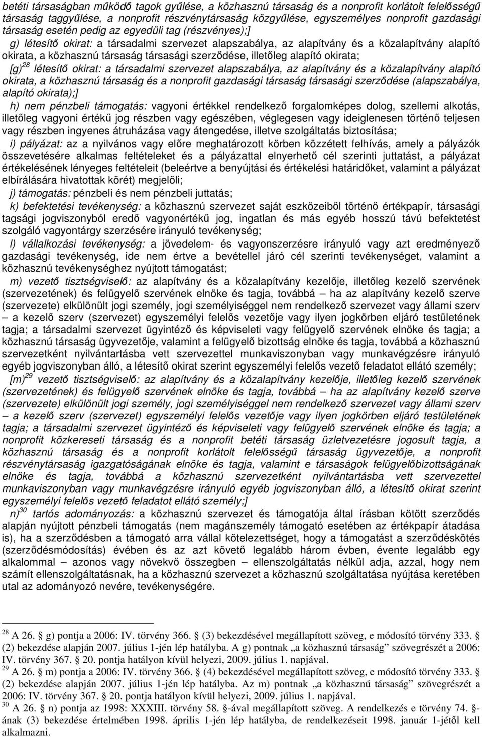 illetleg alapító okirata; [g) 28 létesít okirat: a társadalmi szervezet alapszabálya, az alapítvány és a közalapítvány alapító okirata, a közhasznú társaság és a nonprofit gazdasági társaság