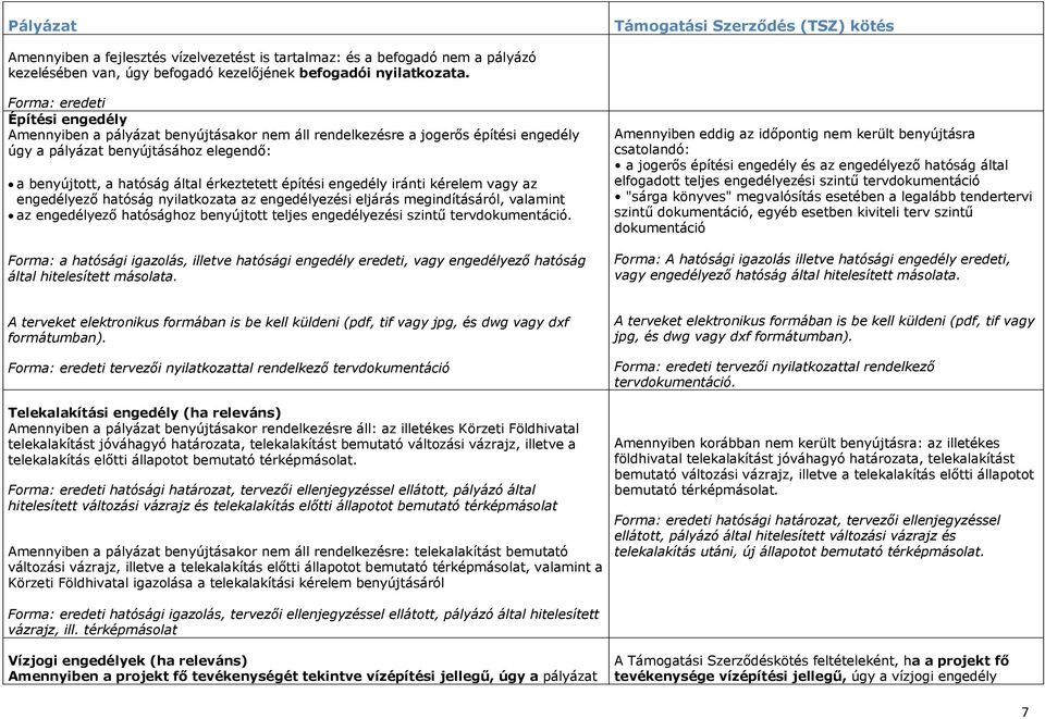 iránti kérelem vagy az engedélyező hatóság nyilatkozata az engedélyezési eljárás megindításáról, valamint az engedélyező hatósághoz benyújtott teljes engedélyezési szintű tervdokumentáció.