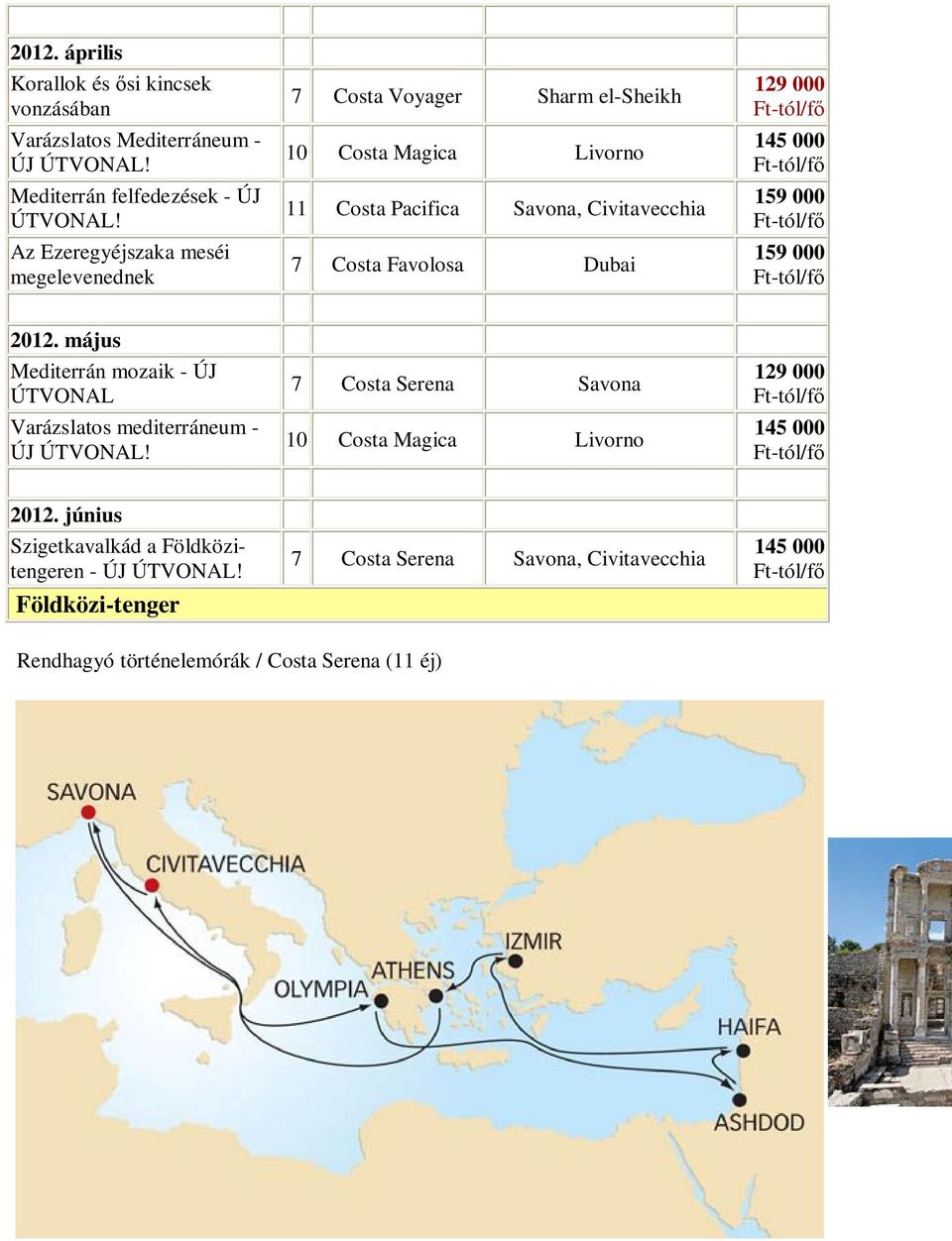 129 000 145 000 159 000 159 000 2012. május Mediterrán mozaik - ÚJ ÚTVONAL Varázslatos mediterráneum - ÚJ ÚTVONAL!