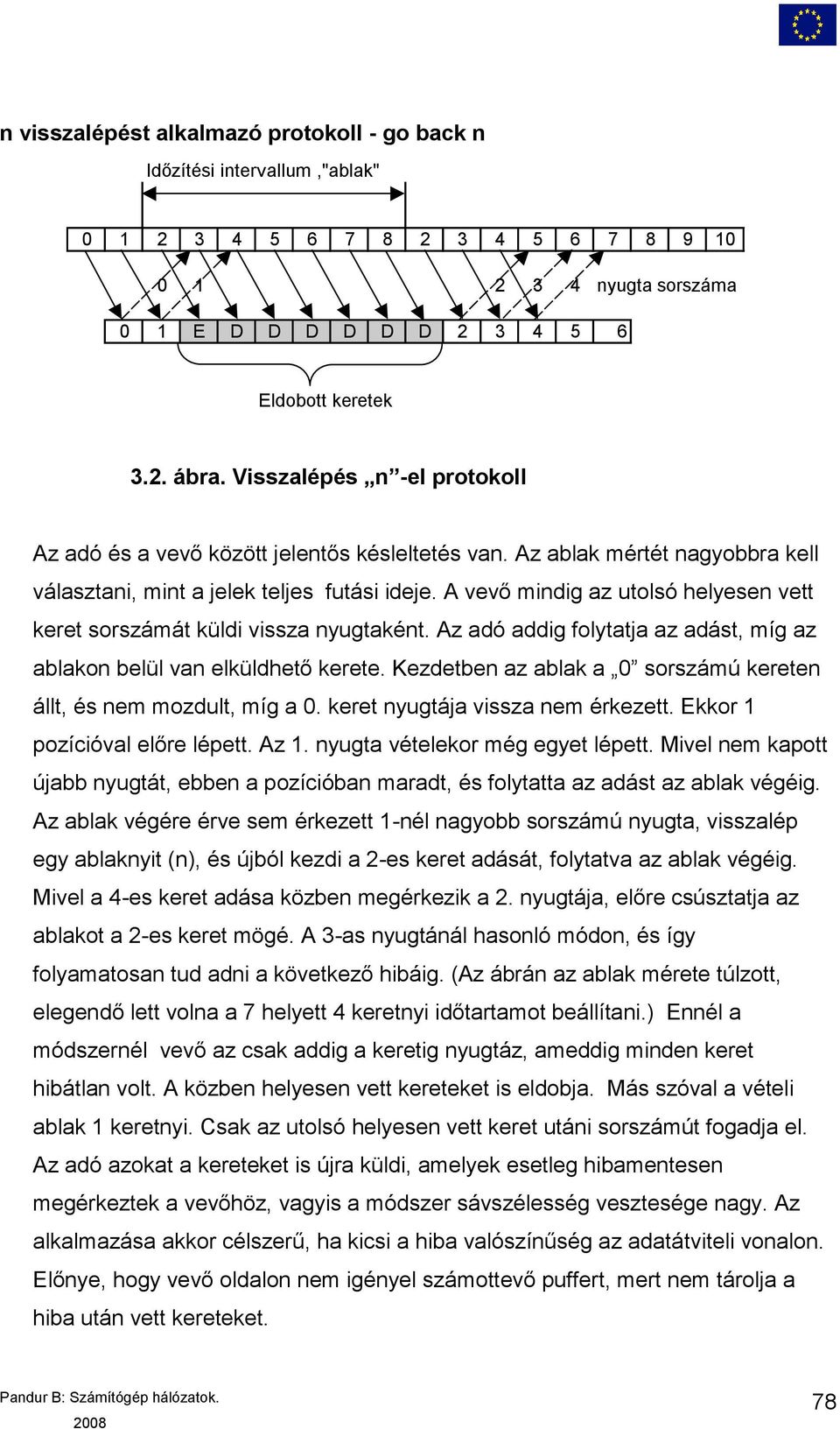 A vevő mindig az utolsó helyesen vett keret sorszámát küldi vissza nyugtaként. Az adó addig folytatja az adást, míg az ablakon belül van elküldhető kerete.