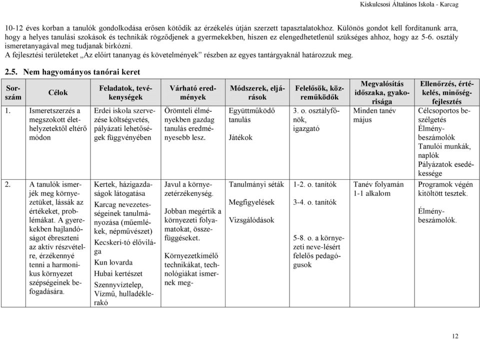 osztály ismeretanyagával meg tudjanak birkózni. A fejlesztési területeket Az előírt tananyag és követelmények részben az egyes tantárgyaknál határozzuk meg. 2.5.