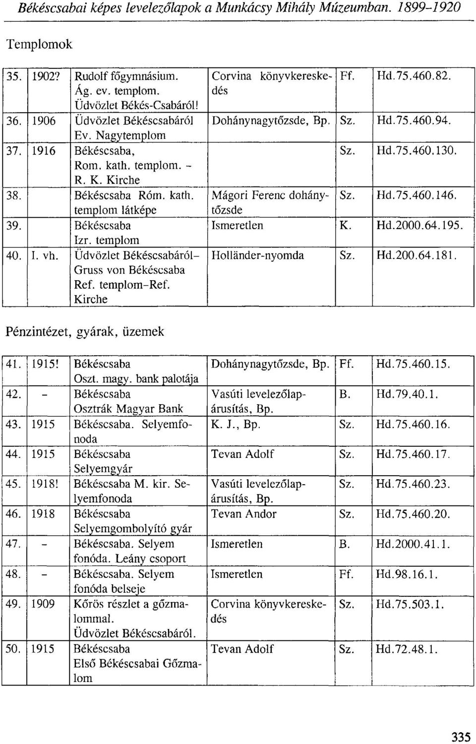 templom-ref. Kirche Corvina könyvkereskedés Ff. Dohány nagytőzsde, Sz. Sz. Hd.75.460.82. Hd.75.460.94. Hd.75.460.130. Mágori Ferenc dohánytőzsde Sz. Hd.75.460.146. Ismeretlen K. Hd.2000.64.195.