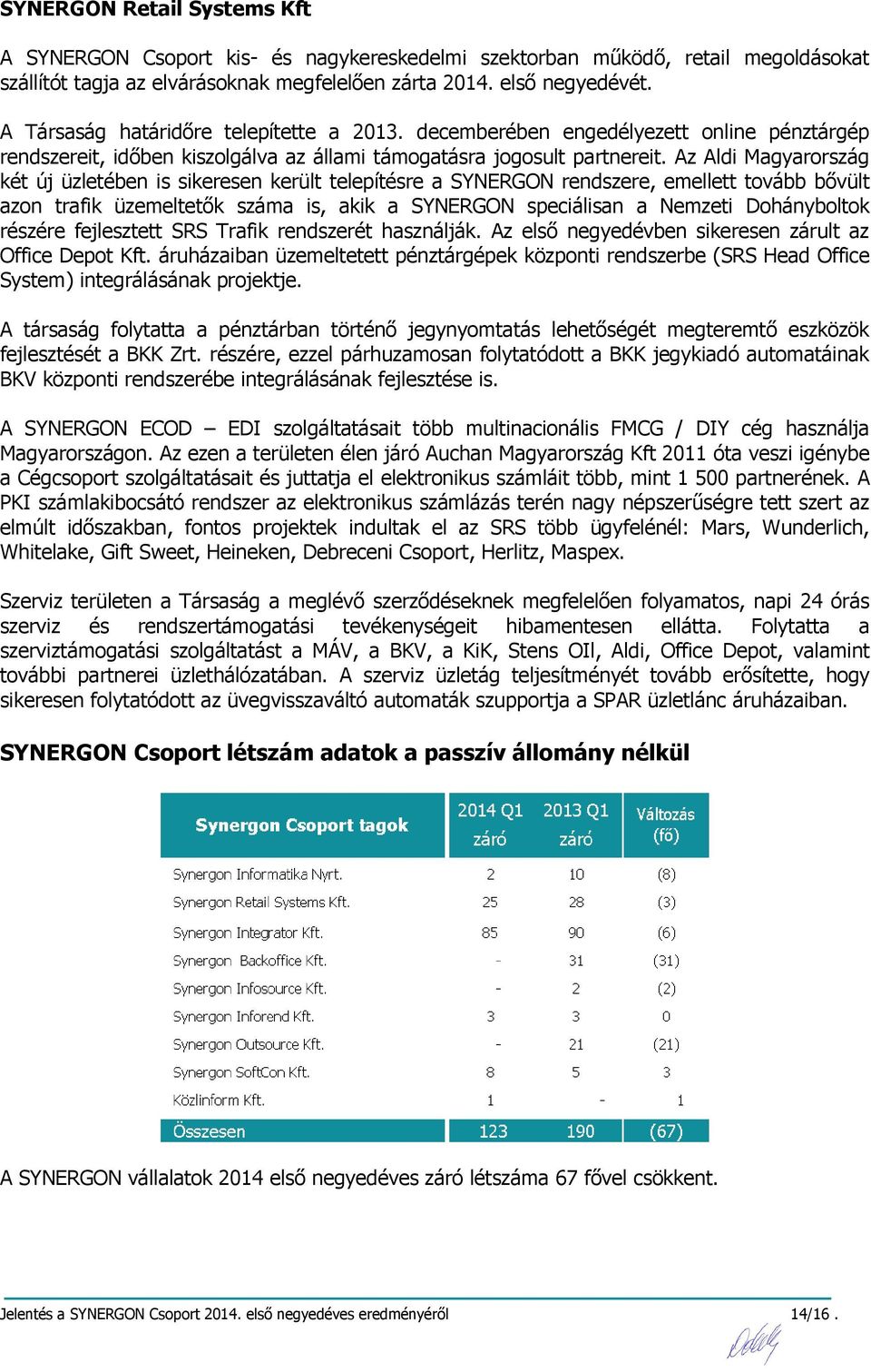 Az Aldi Magyarország két új üzletében is sikeresen került telepítésre a SYNERGON rendszere, emellett tovább bővült azon trafik üzemeltetők száma is, akik a SYNERGON speciálisan a Nemzeti Dohányboltok