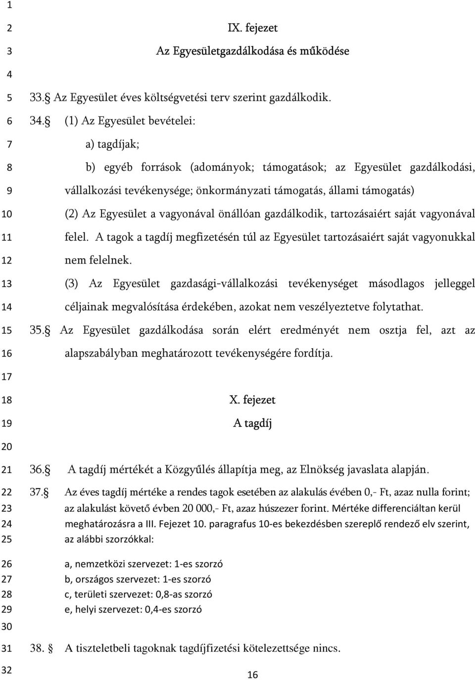 a vagyonával önállóan gazdálkodik, tartozásaiért saját vagyonával felel. A tagok a tagdíj megfizetésén túl az Egyesület tartozásaiért saját vagyonukkal nem felelnek.