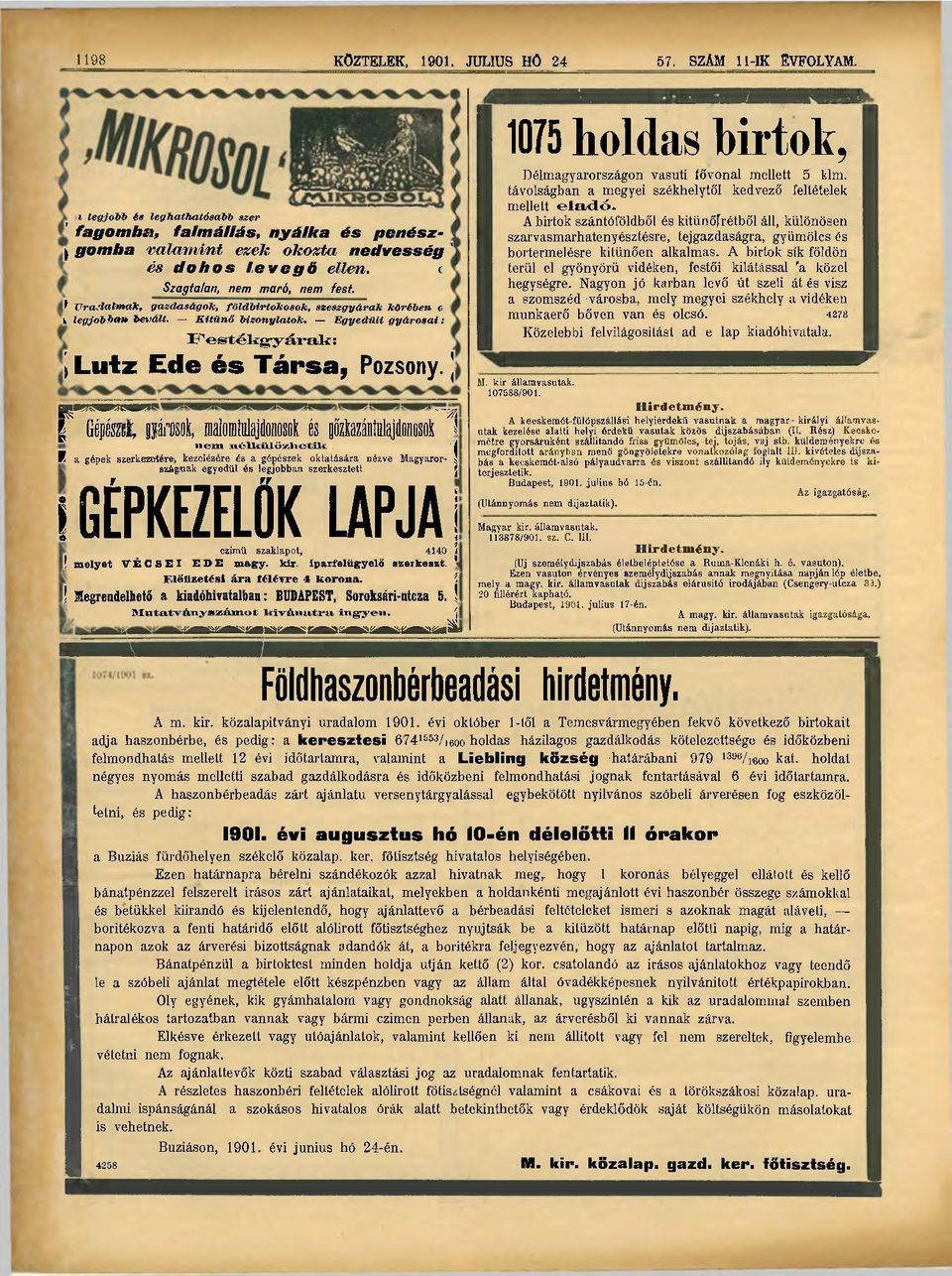 \ f S S iárosot,raalomíulajdonosok és gözkazántulajdonosok 1 nem aéluülösbhetiu I a gépek szerkezetére-, kezelésére és a gépészek oktatására nézve Magyaror- J»záignak egyedül és legjobban