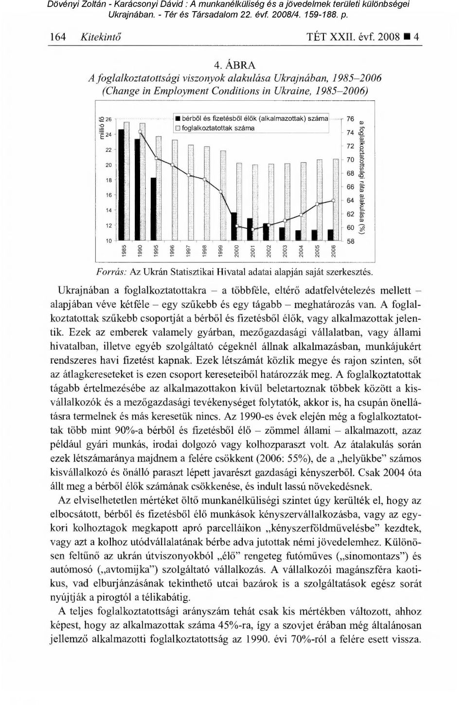 száma D foglalkoztatottak száma - 76 74 g 72 70 68 66 B 64 GT 62 60 58 Forrás: Az Ukrán Statisztikai Hivatal adatai alapján saját szerkesztés.