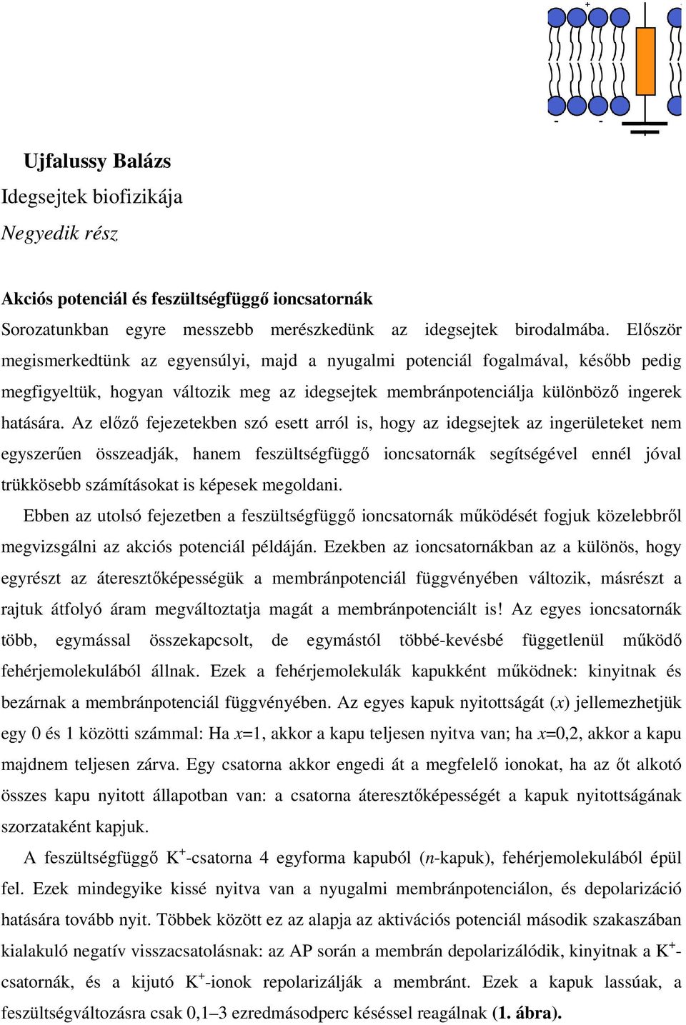 Az előző fejezetekben szó esett arról is, hogy az idegsejtek az ingerületeket ne egyszerűen összeadják, hane feszültségfüggő ioncsatornák segítségével ennél jóval trükkösebb száításokat is képesek