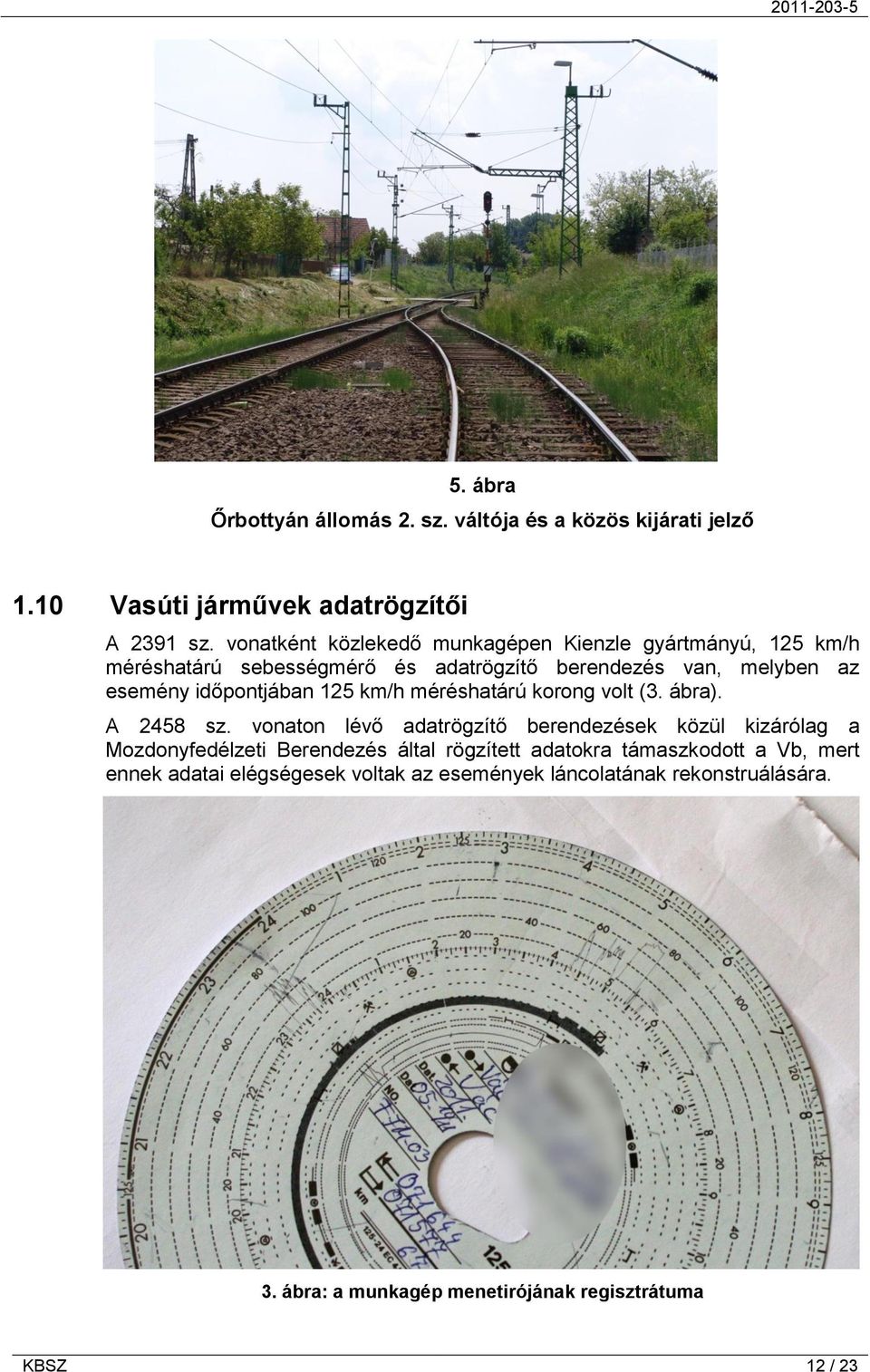 időpontjában 125 km/h méréshatárú korong volt (3. ábra). A 2458 sz.