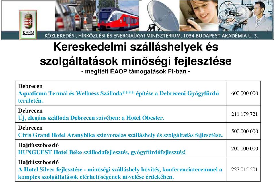 Debrecen Cívis Grand Hotel Aranybika színvonalas szálláshely és szolgáltatás fejlesztése.