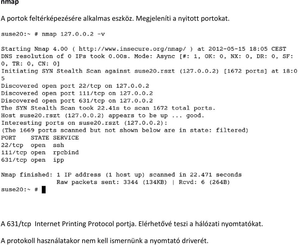 A 631/tcp Internet Printing Protocol portja.