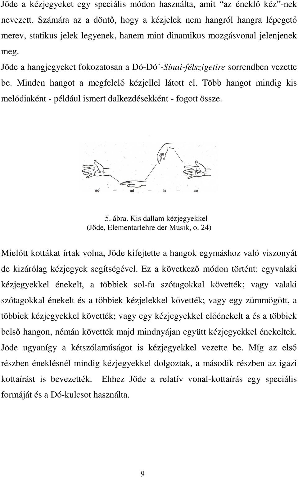 Jöde a hangjegyeket fokozatosan a Dó-Dó -Sínai-félszigetire sorrendben vezette be. Minden hangot a megfelelő kézjellel látott el.