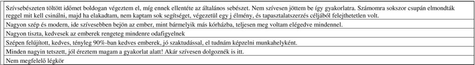 Nagyon szép és modern, ide szívesebben bejön az ember, mint bármelyik más kórházba, teljesen meg voltam elégedve mindennel.