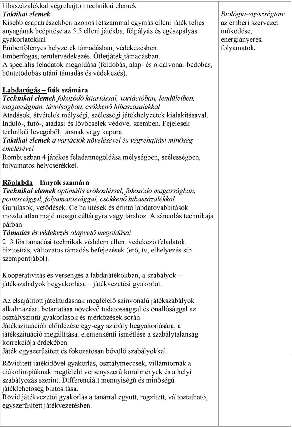 Emberfölényes helyzetek támadásban, védekezésben. Emberfogás, területvédekezés. Ötletjáték támadásban.