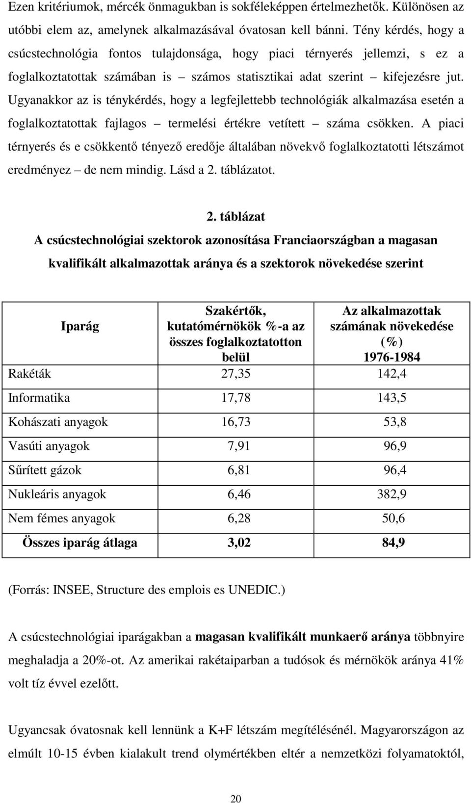 Ugyanakkor az is ténykérdés, hogy a legfejlettebb technológiák alkalmazása esetén a foglalkoztatottak fajlagos termelési értékre vetített száma csökken.