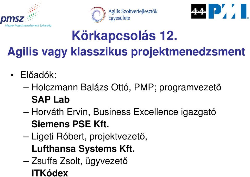 Balázs Ottó, PMP; programvezető SAP Lab Horváth Ervin, Business