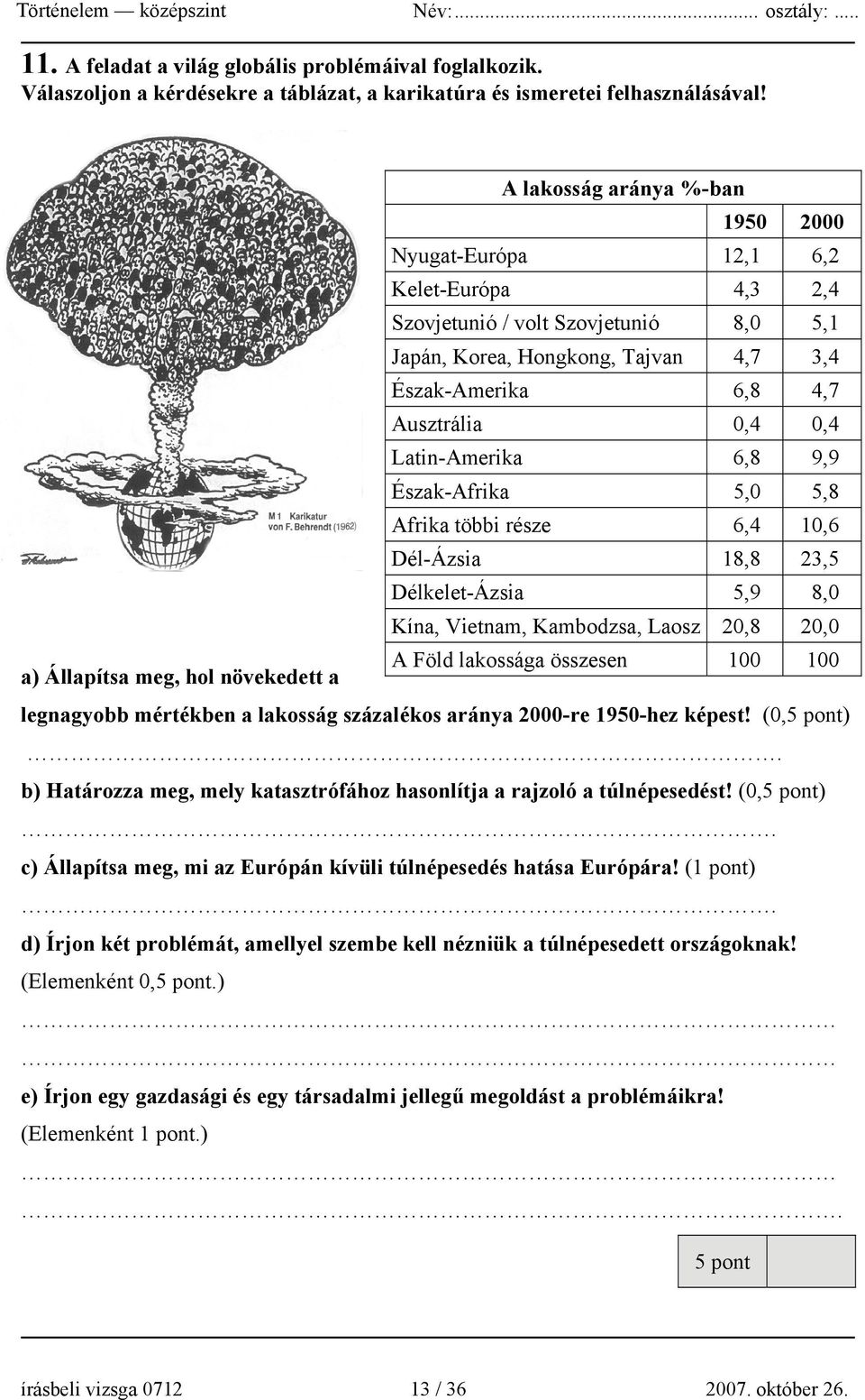 Latin-Amerika 6,8 9,9 Észak-Afrika 5,0 5,8 Afrika többi része 6,4 10,6 Dél-Ázsia 18,8 23,5 Délkelet-Ázsia 5,9 8,0 Kína, Vietnam, Kambodzsa, Laosz 20,8 20,0 a) Állapítsa meg, hol növekedett a A Föld