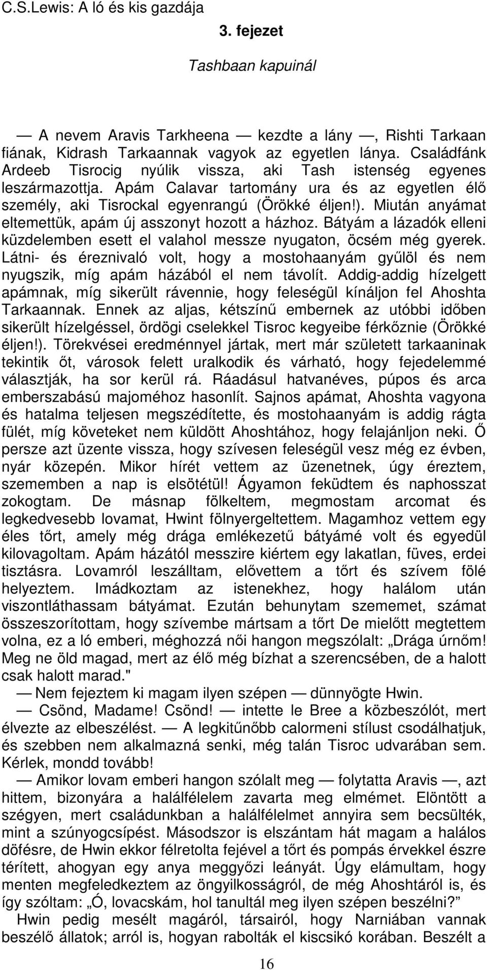 Miután anyámat eltemettük, apám új asszonyt hozott a házhoz. Bátyám a lázadók elleni küzdelemben esett el valahol messze nyugaton, öcsém még gyerek.