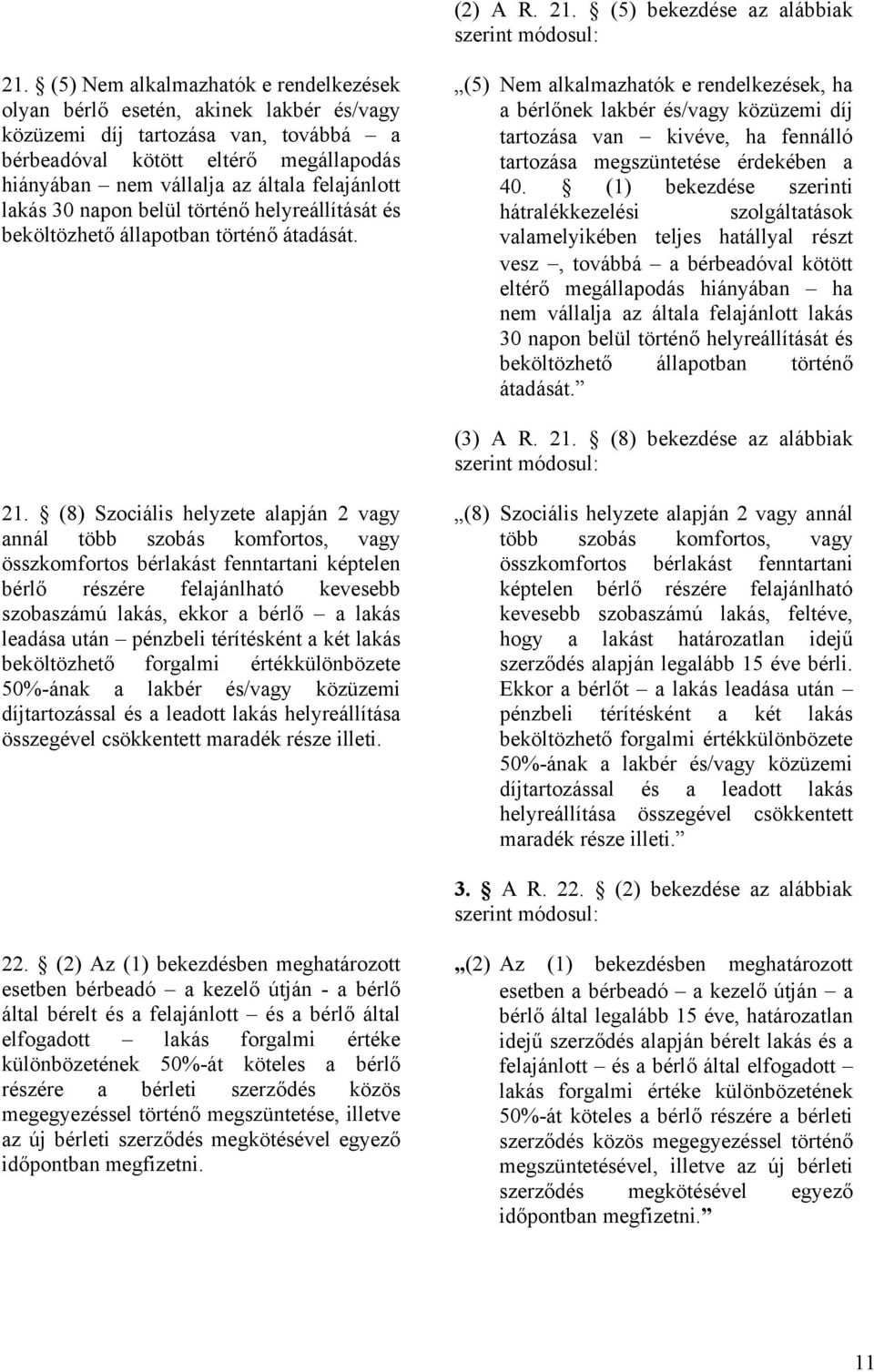 felajánlott lakás 30 napon belül történő helyreállítását és beköltözhető állapotban történő átadását.