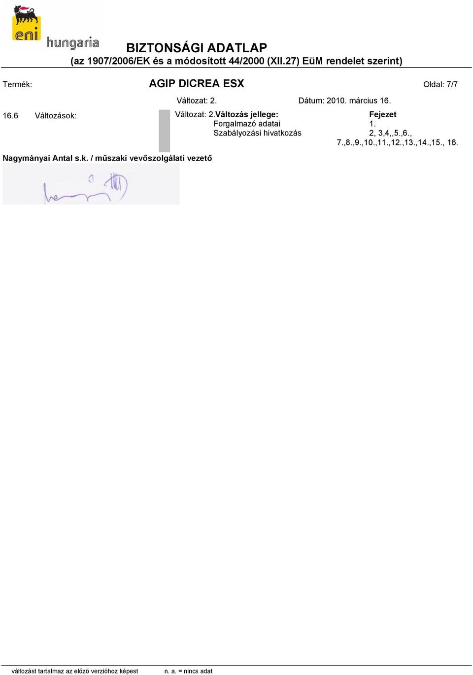 Szabályozási hivatkozás 2, 3,4,,5.,6., 7.,8.,9.,10.,11.,12.,13.,14.,15., 16.