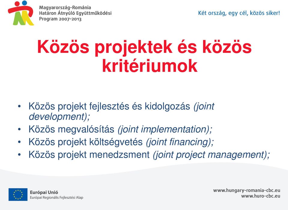 megvalósítás (joint implementation); Közös projekt