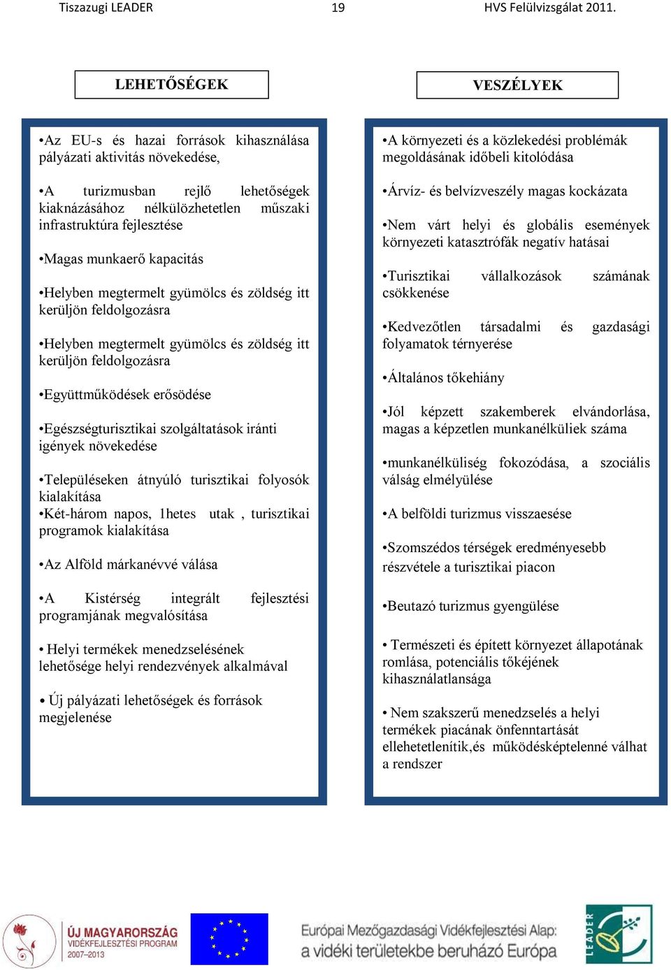 Egészségturisztikai szolgáltatások iránti igények növekedése Településeken átnyúló turisztikai folyosók kialakítása Két-három napos, 1hetes utak, turisztikai programok kialakítása Az Alföld