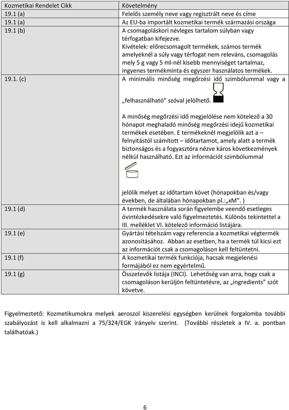 Kivételek: előrecsomagolt termékek, számos termék amelyeknél a súly vagy térfogat nem releváns, csomagolás mely 5 g vagy 5 ml-nél kisebb mennyiséget tartalmaz, ingyenes termékminta és egyszer