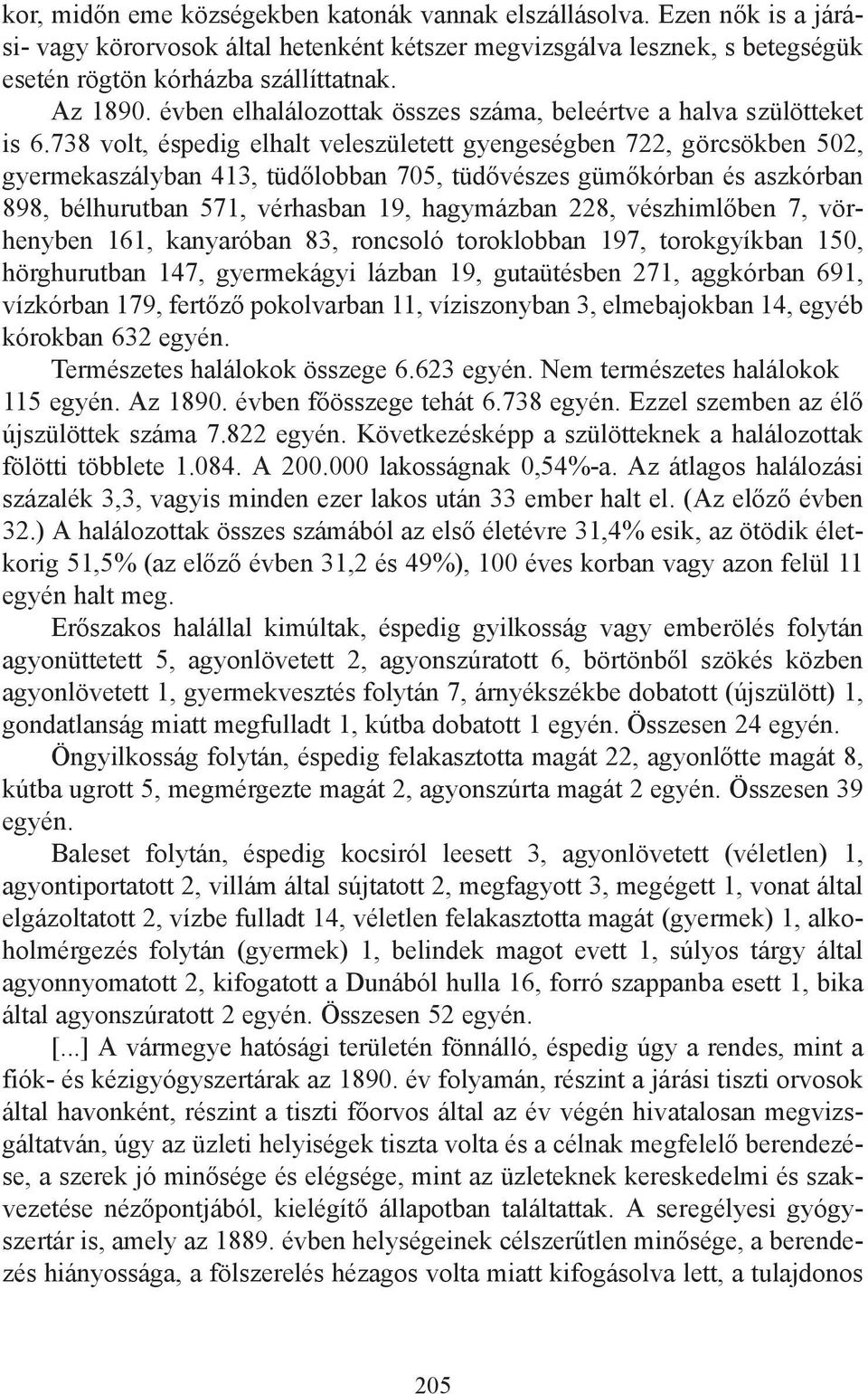 738 volt, éspedig elhalt veleszületett gyengeségben 722, görcsökben 502, gyermekaszályban 413, tüdőlobban 705, tüdővészes gümőkórban és aszkórban 898, bélhurutban 571, vérhasban 19, hagymázban 228,