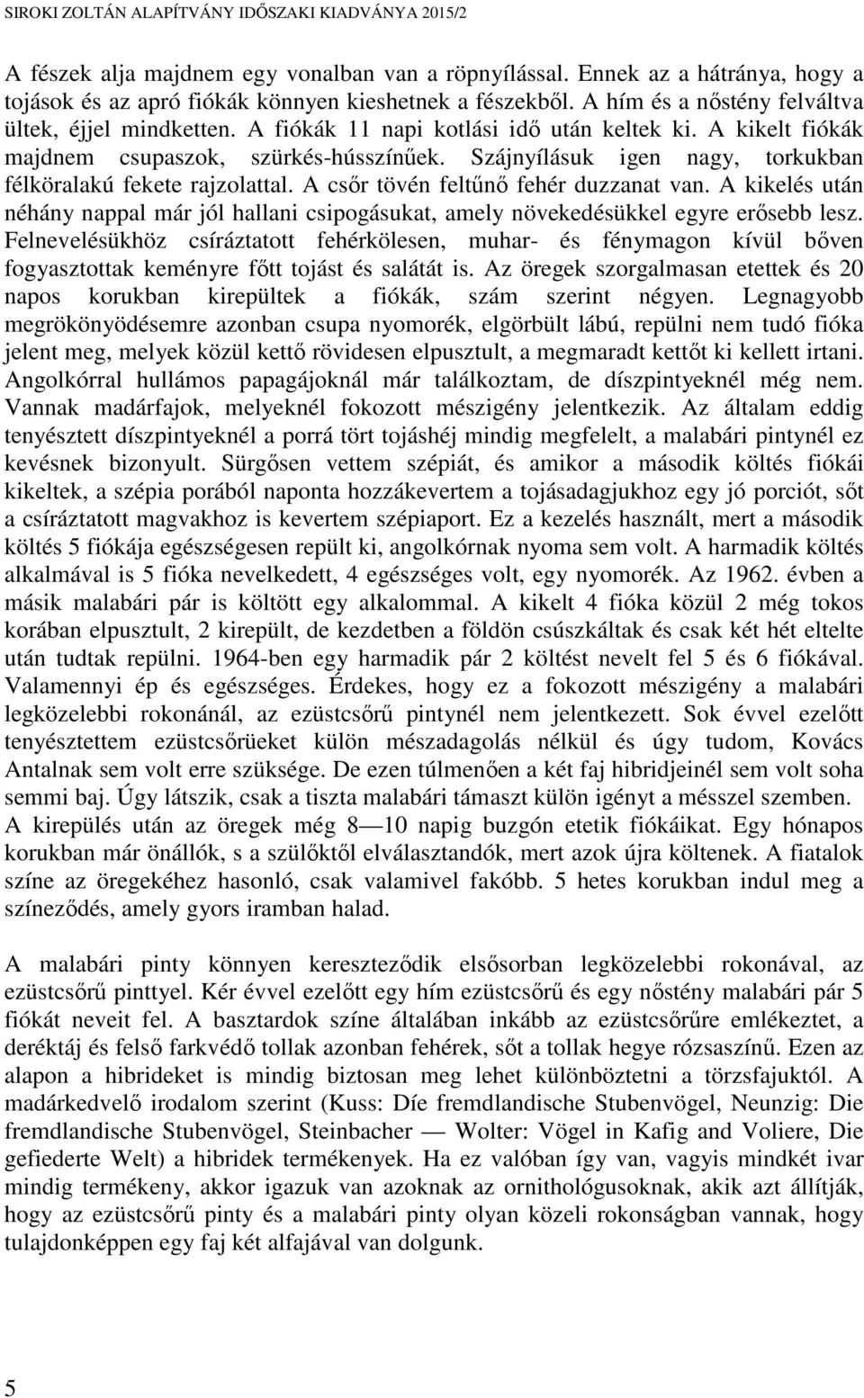 A csőr tövén feltűnő fehér duzzanat van. A kikelés után néhány nappal már jól hallani csipogásukat, amely növekedésükkel egyre erősebb lesz.