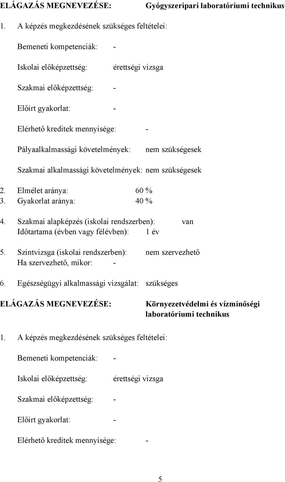 követelmények: nem szükségesek Szakmai alkalmassági követelmények: nem szükségesek 2. Elmélet aránya: 60 3. Gyakorlat aránya: 40 4.