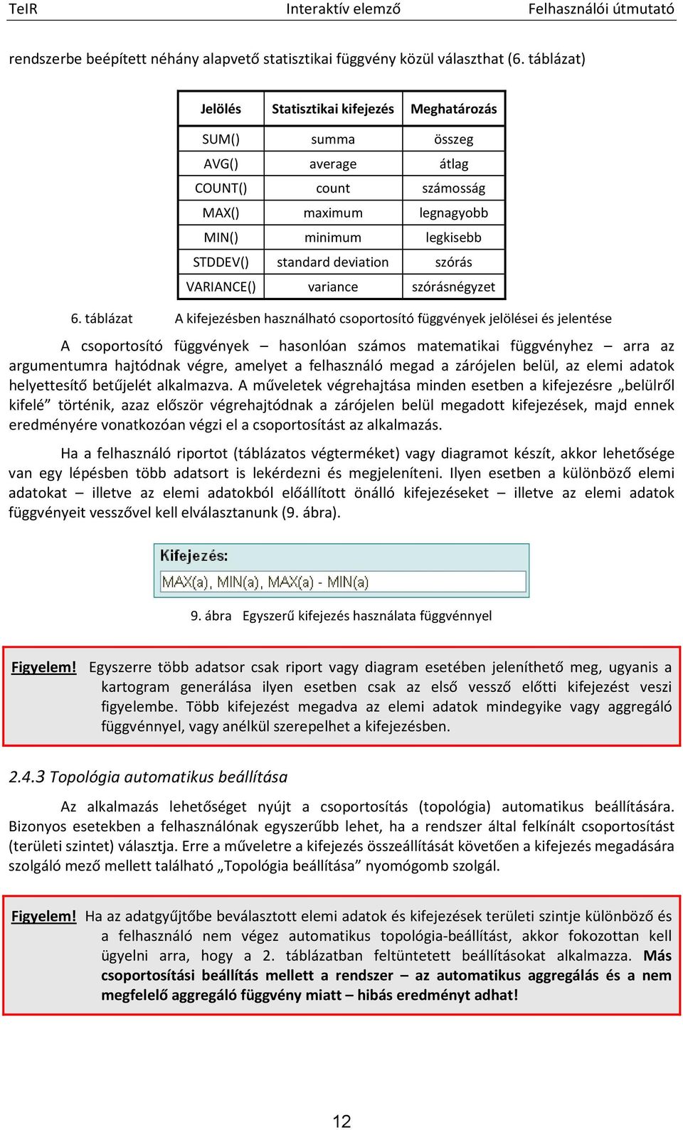 szórás VARIANCE() variance szórásnégyzet 6.