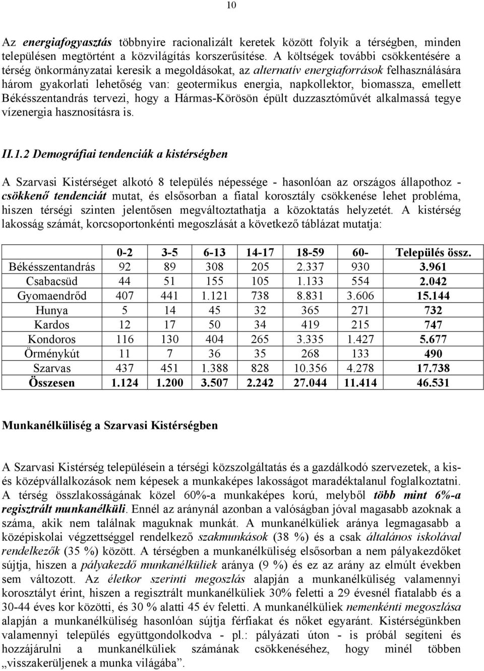 biomassza, emellett Békésszentandrás tervezi, hogy a Hármas-Körösön épült duzzasztóművét alkalmassá tegye vízenergia hasznosításra is. II.1.