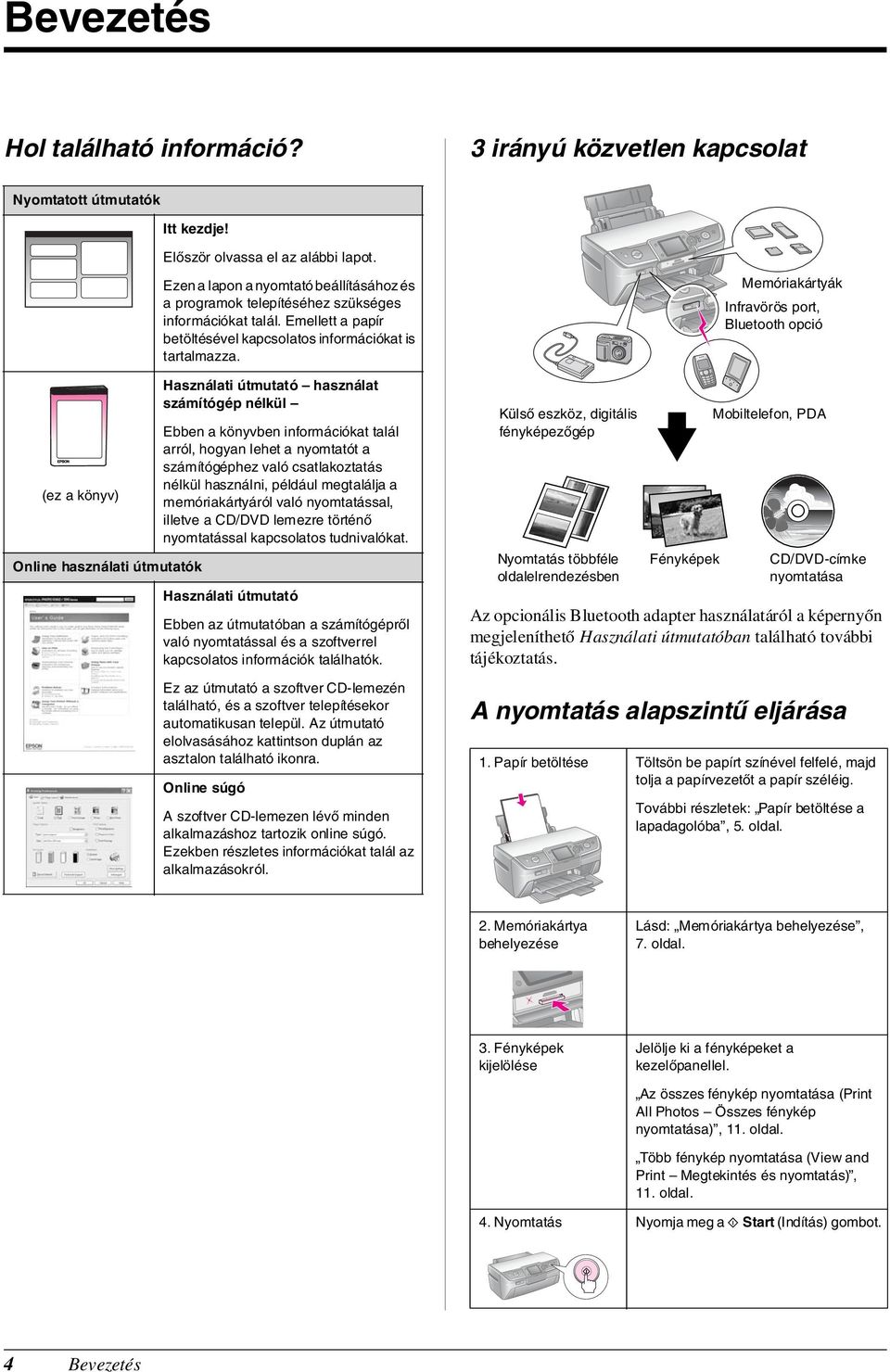 Használati útmutató használat számítógép nélkül Ebben a könyvben információkat talál arról, hogyan lehet a nyomtatót a számítógéphez való csatlakoztatás nélkül használni, például megtalálja a