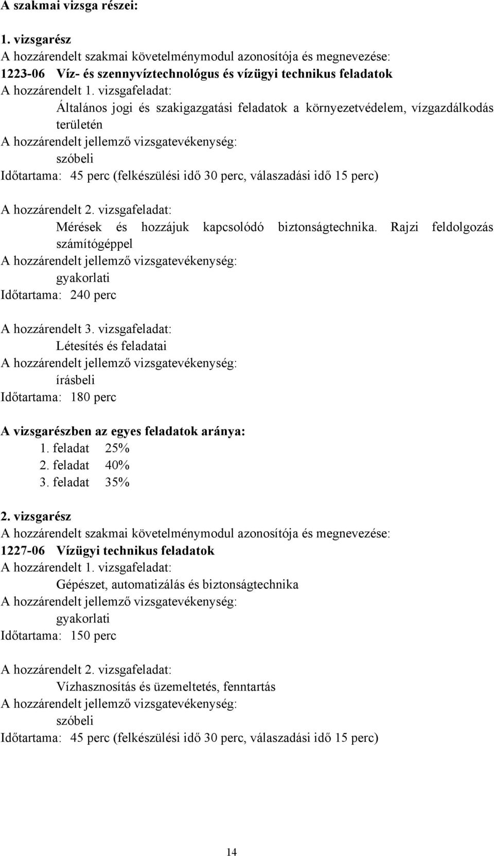 perc, válaszadási idő 15 perc) A hozzárendelt 2. vizsgafeladat: Mérések és hozzájuk kapcsolódó biztonságtechnika.