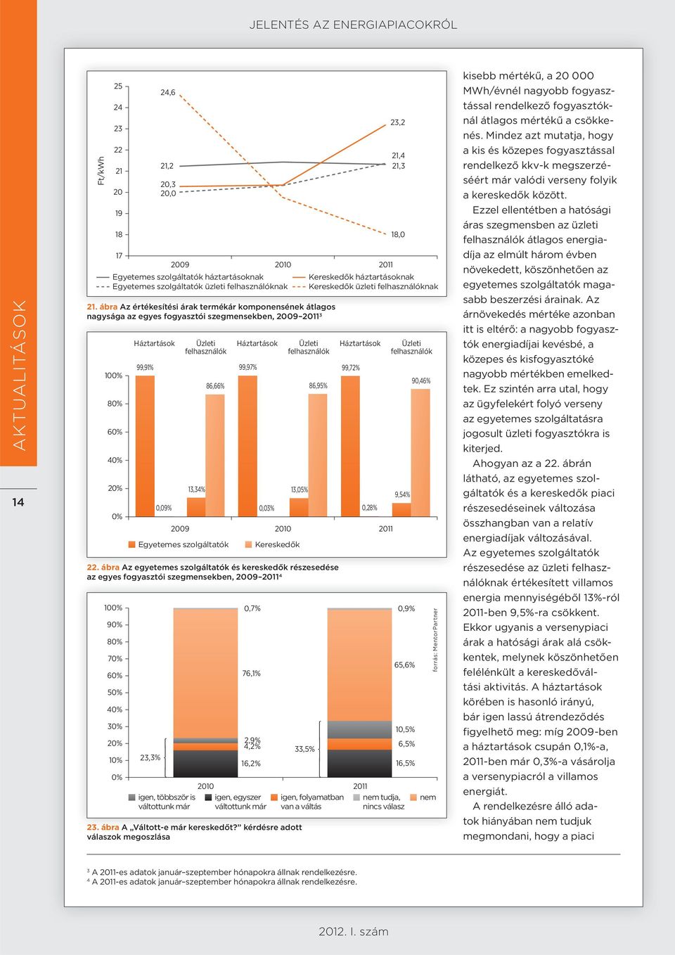 ábra Azegyetemesszolgáltatókéskereskedőkrészesedése szolgáltatók kereskedők részesedése az egyes fogyasztói szegmensekben, 29 211 4 1%,7% 9% 8% 7% 6% 5% 4% 3% 2% 1% % Háztartások 99,91% 23,3%,9%