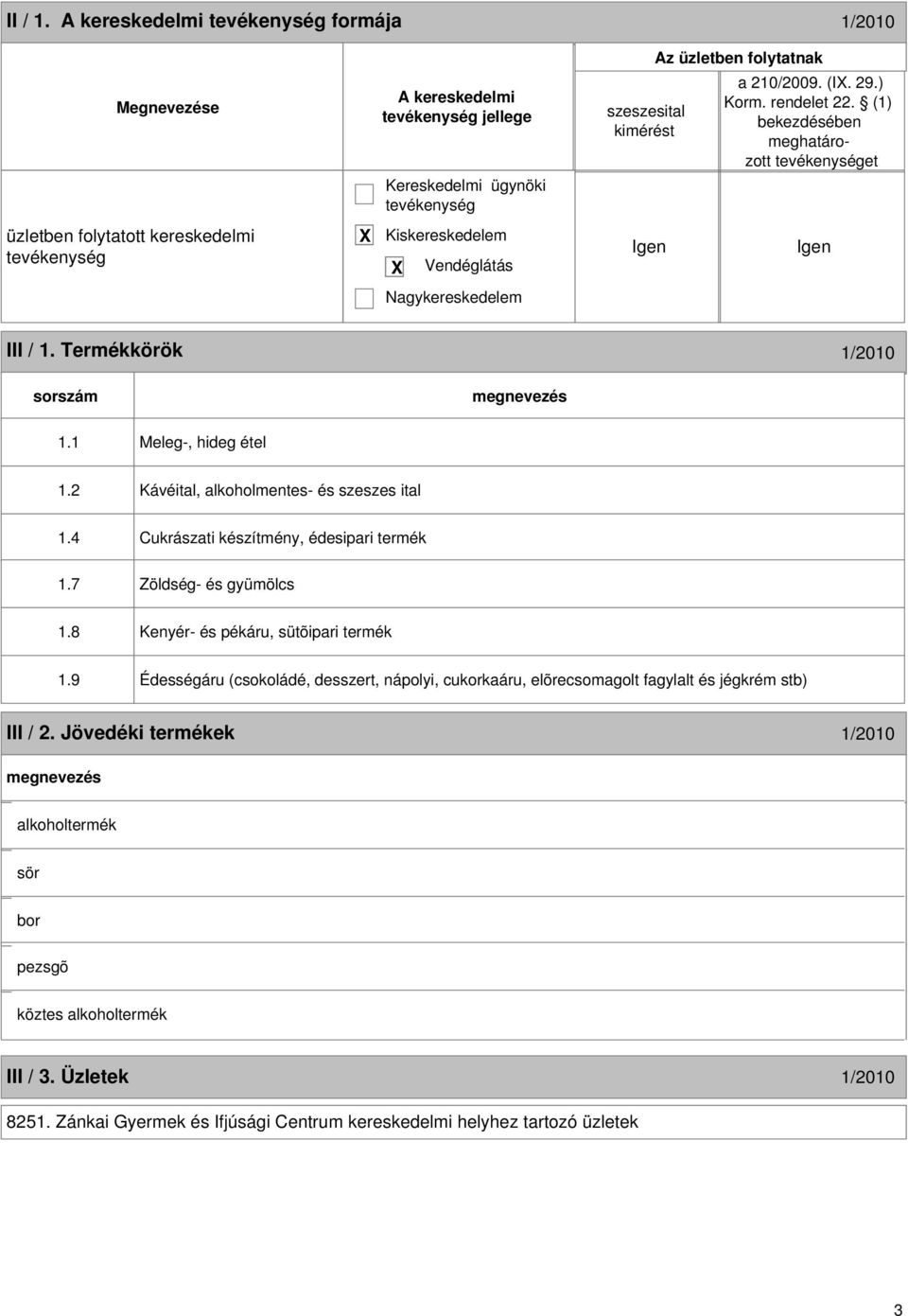 2 Kávéital, alkoholmentes- és szeszes ital 1.4 Cukrászati készítmény, édesipari termék 1.7 Zöldség- és gyümölcs 1.8 Kenyér- és pékáru, sütõipari termék 1.