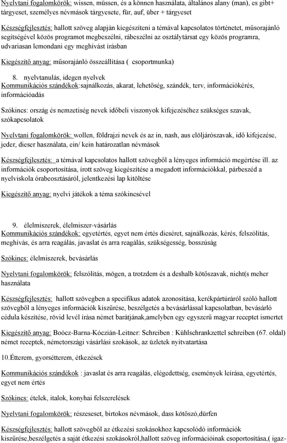 írásban Kiegészítő anyag: műsorajánló összeállítása ( csoportmunka) 8.