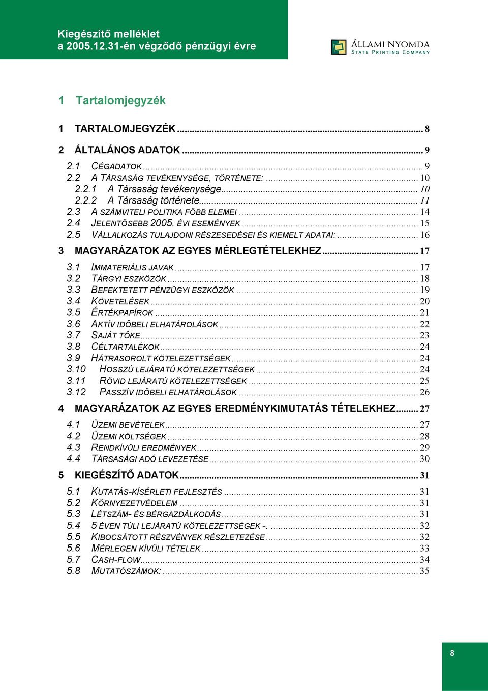 1 IMMATERIÁLIS JAVAK... 17 3.2 TÁRGYI ESZKÖZÖK... 18 3.3 BEFEKTETETT PÉNZÜGYI ESZKÖZÖK... 19 3.4 KÖVETELÉSEK... 20 3.5 ÉRTÉKPAPÍROK... 21 3.6 AKTÍV IDŐBELI ELHATÁROLÁSOK... 22 3.7 SAJÁT TŐKE... 23 3.