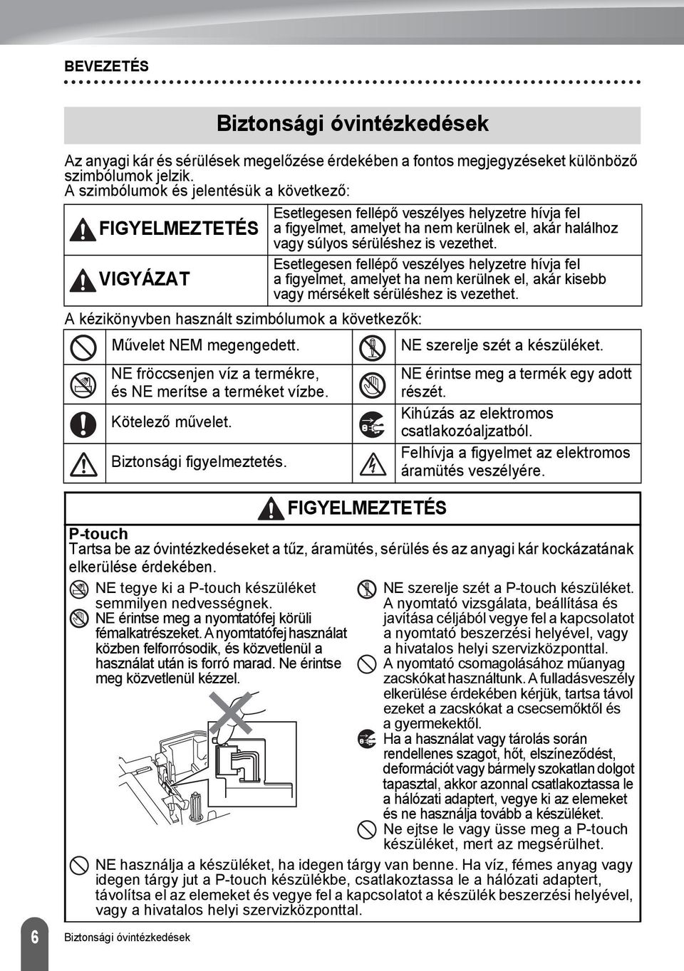 Esetlegesen fellépő veszélyes helyzetre hívja fel VIGYÁZAT a figyelmet, amelyet ha nem kerülnek el, akár kisebb vagy mérsékelt sérüléshez is vezethet.