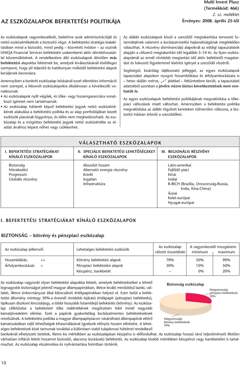 A befektetési stratégia kialakításában mind a biztosító, mind pedig közvetett módon az osztrák UNIQA Financial Services befektetési szakemberei aktív döntéshozatallal közremûködnek.