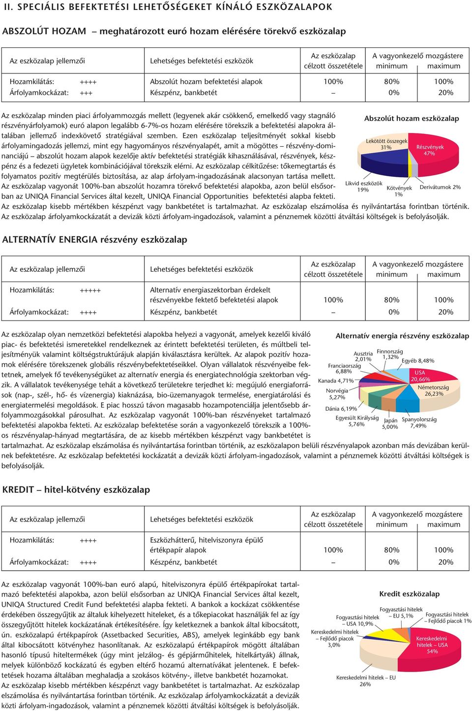 hozam elérésére törekszik a befektetési alapokra általában jellemzô indexkövetô stratégiával szemben.