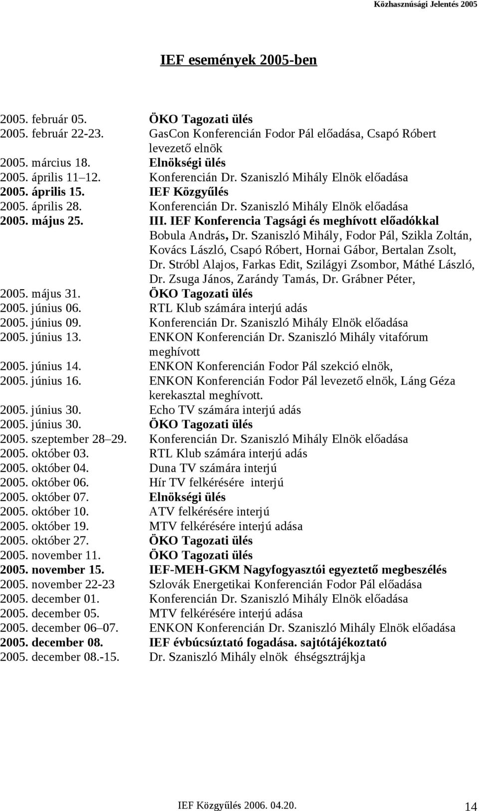 IEF Konferencia Tagsági és meghívott előadókkal Bobula András, Dr. Szaniszló Mihály, Fodor Pál, Szikla Zoltán, Kovács László, Csapó Róbert, Hornai Gábor, Bertalan Zsolt, Dr.