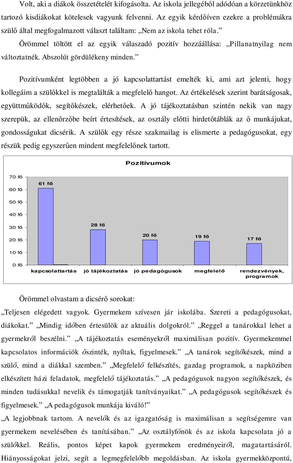 Örömmel töltött el az egyik válaszadó pozitív hozzáállása: Pillanatnyilag nem változtatnék. Abszolút gördülékeny minden.