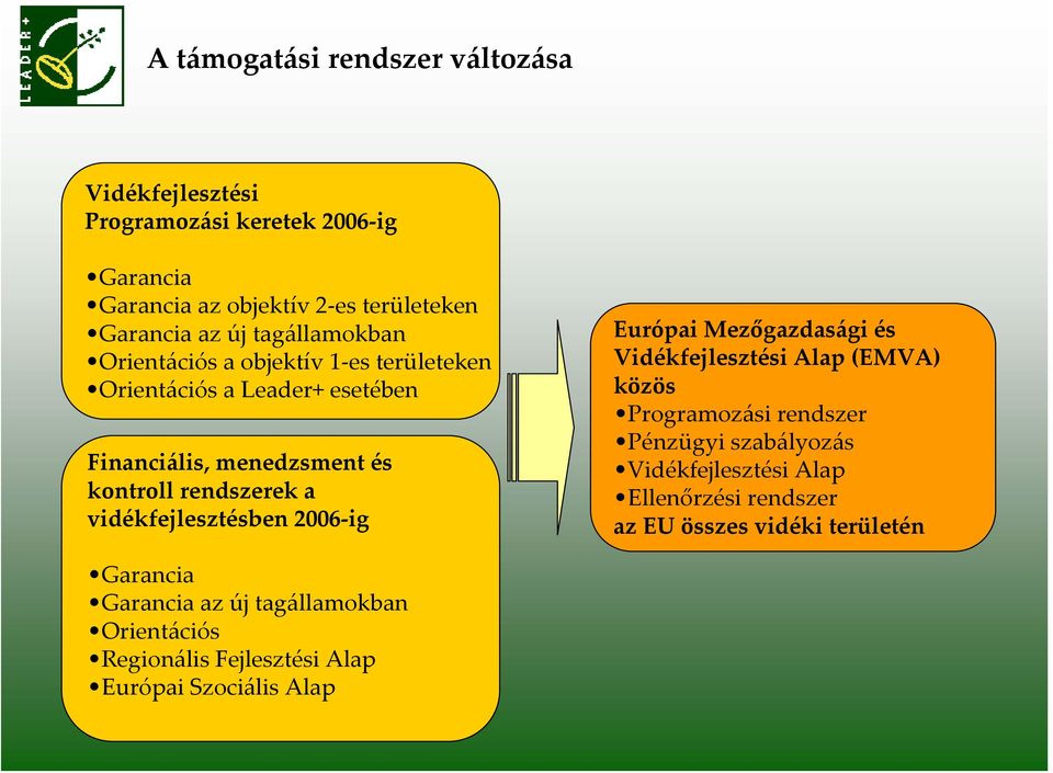 vidékfejlesztésben 2006 ig Európai Mezőgazdasági és Vidékfejlesztési Alap (EMVA) közös Programozási rendszer Pénzügyi szabályozás