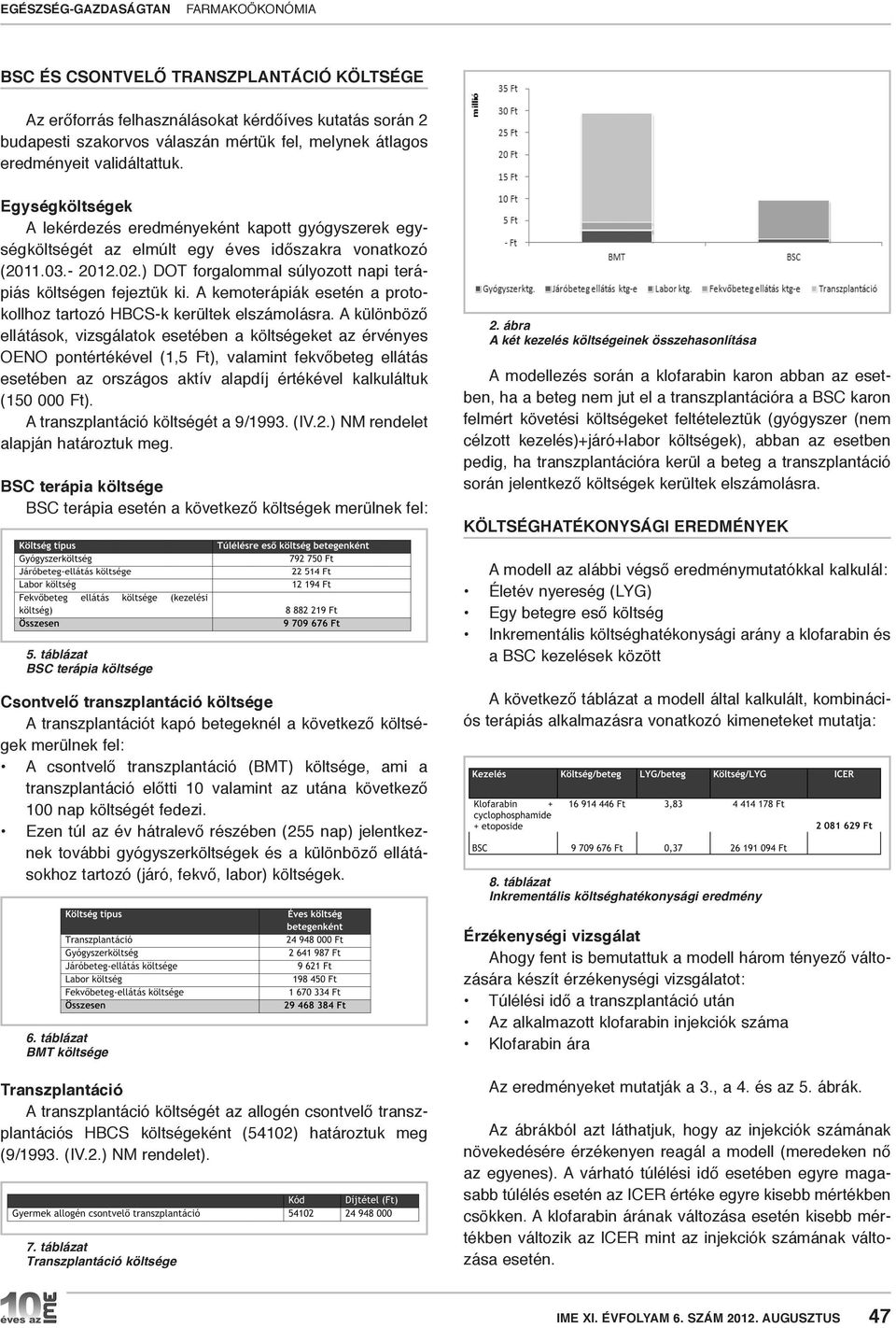 A kemoterápiák esetén a protokollhoz tartozó HBCS-k kerültek elszámolásra.