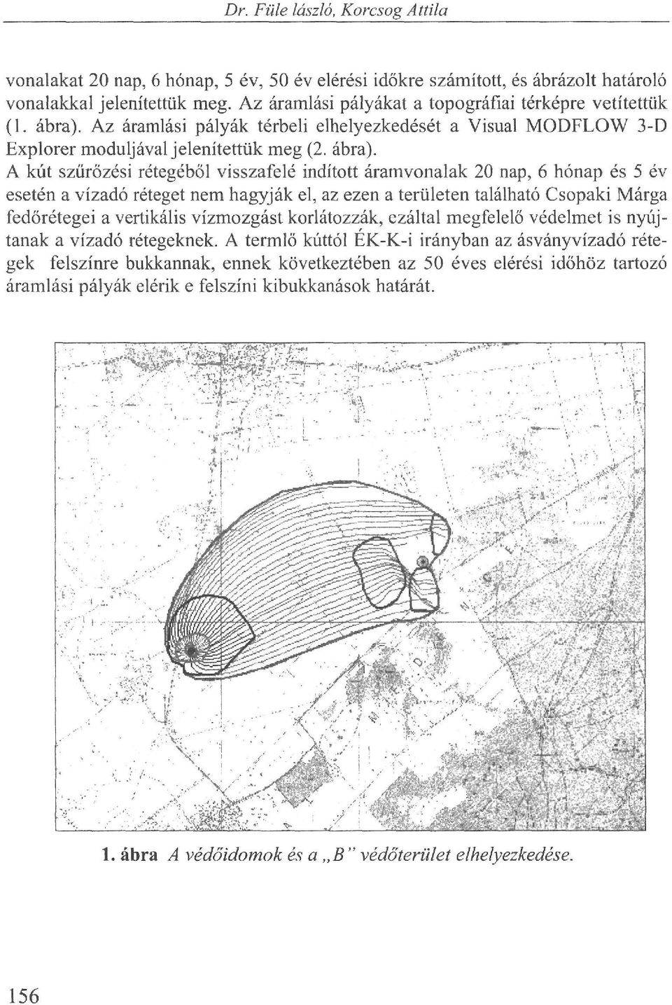 Az áramlási pályák térbeli elhelyezkedését a Visual MODFLOW 3-D Explorer moduljával jelenítettük meg (2. ábra).