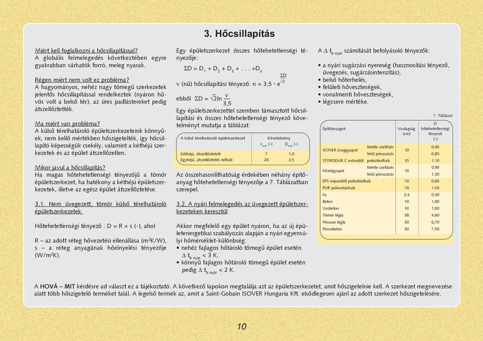 A külsõ térelhatároló épületszerkezeteink könnyûek, nem kellõ mértékben hõszigetelték, így hõcsillapító képességük csekély, valamint a kéthéjú szerkezetek és az épület átszellõzetlen.